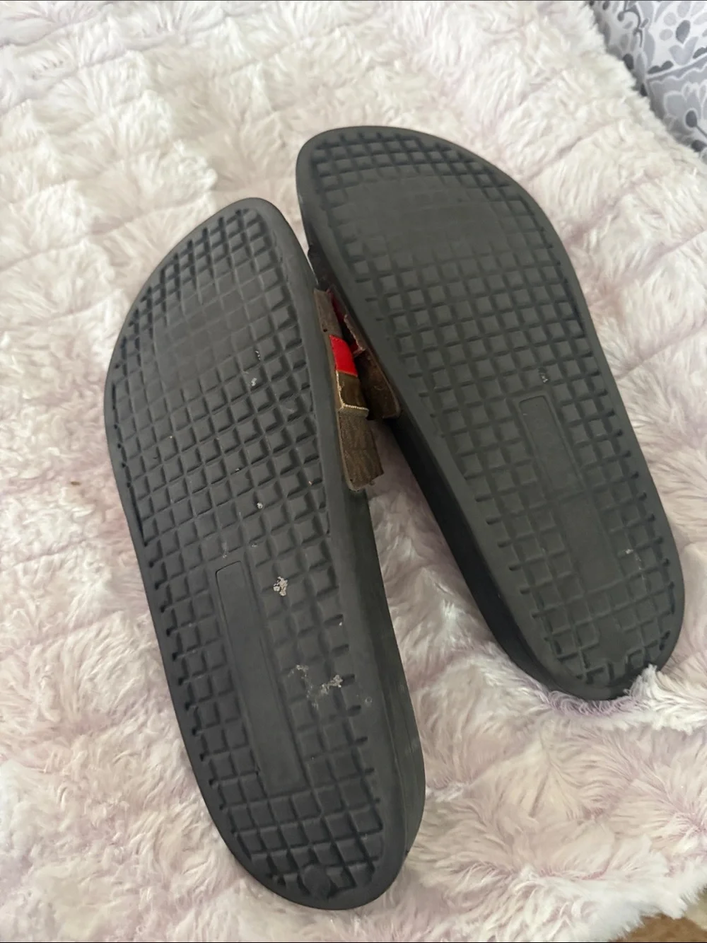 Michael Kors Brown, Gold & Red Logo Slide Sandals slides